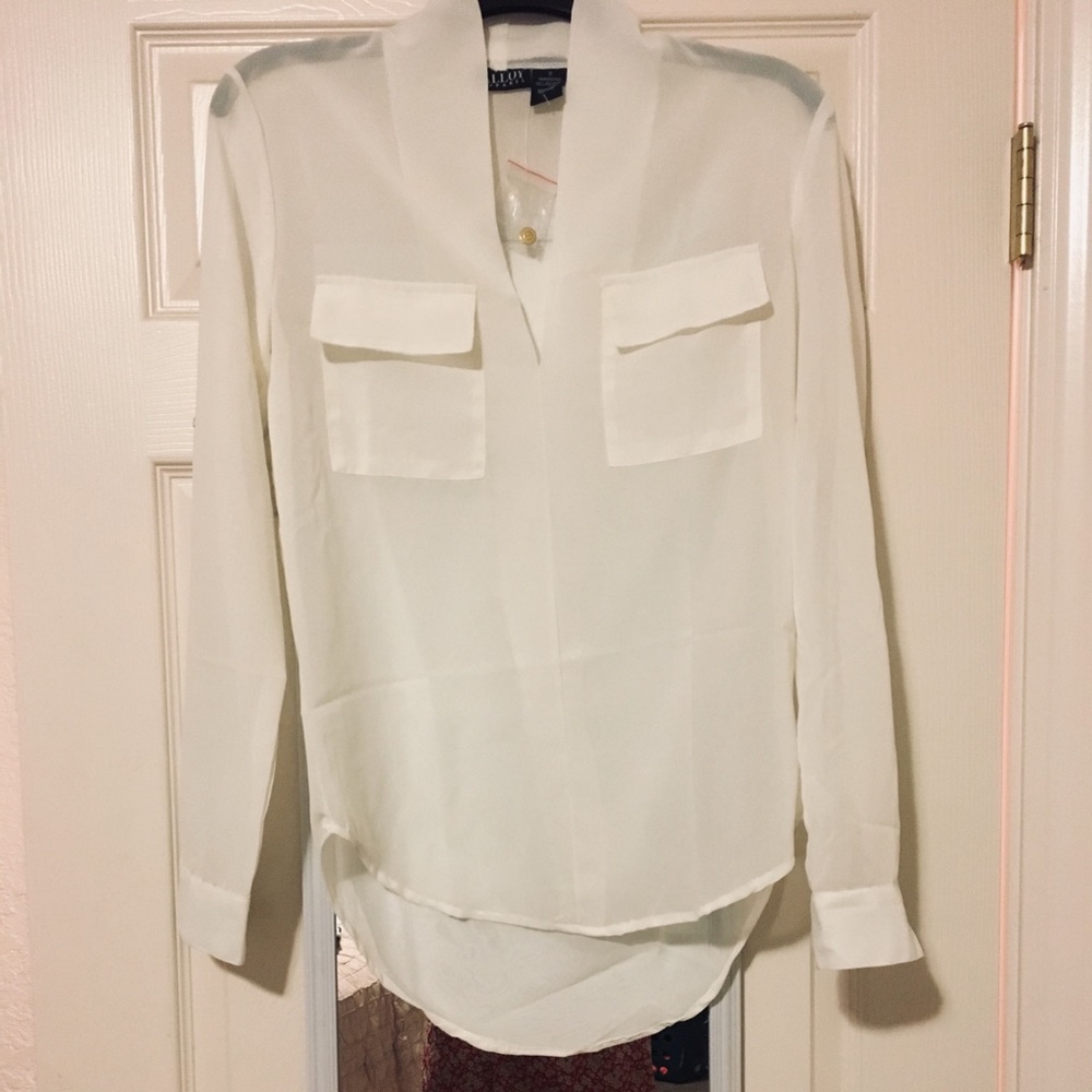 Sheer white boyfriend top